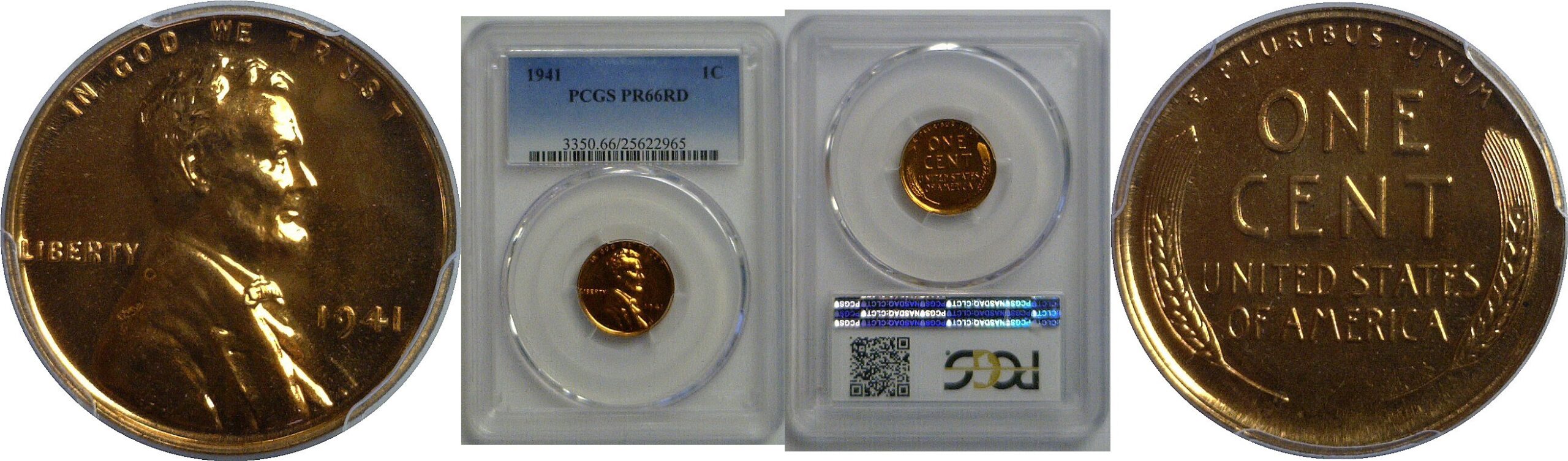 1941 Lincoln Cent   PCGS PR-66 RD