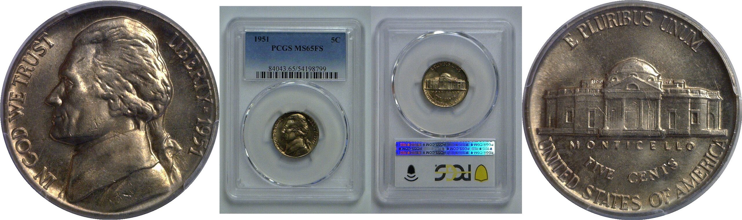 1951 Jefferson Nickel   PCGS MS-65 FS
