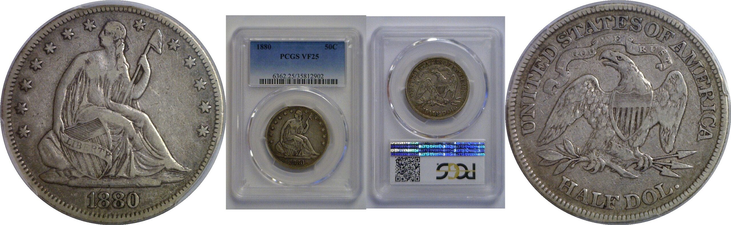 1880 Seated Liberty Half Dollar   PCGS VF-25