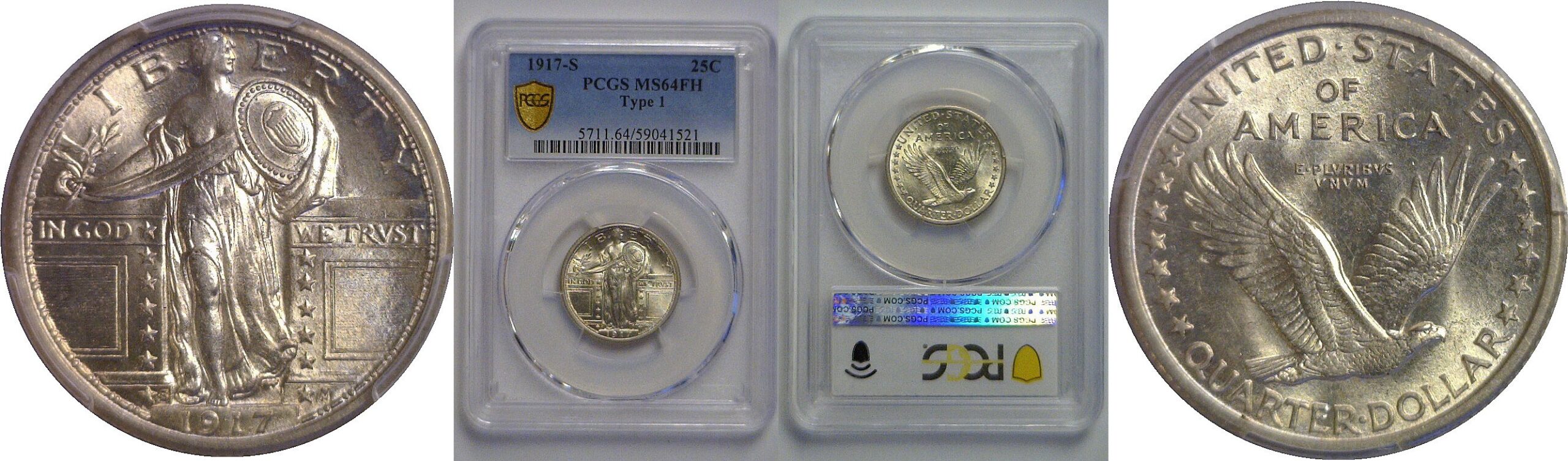 1917-S T-1  Standing Liberty Quarter   PCGS MS-64 FH