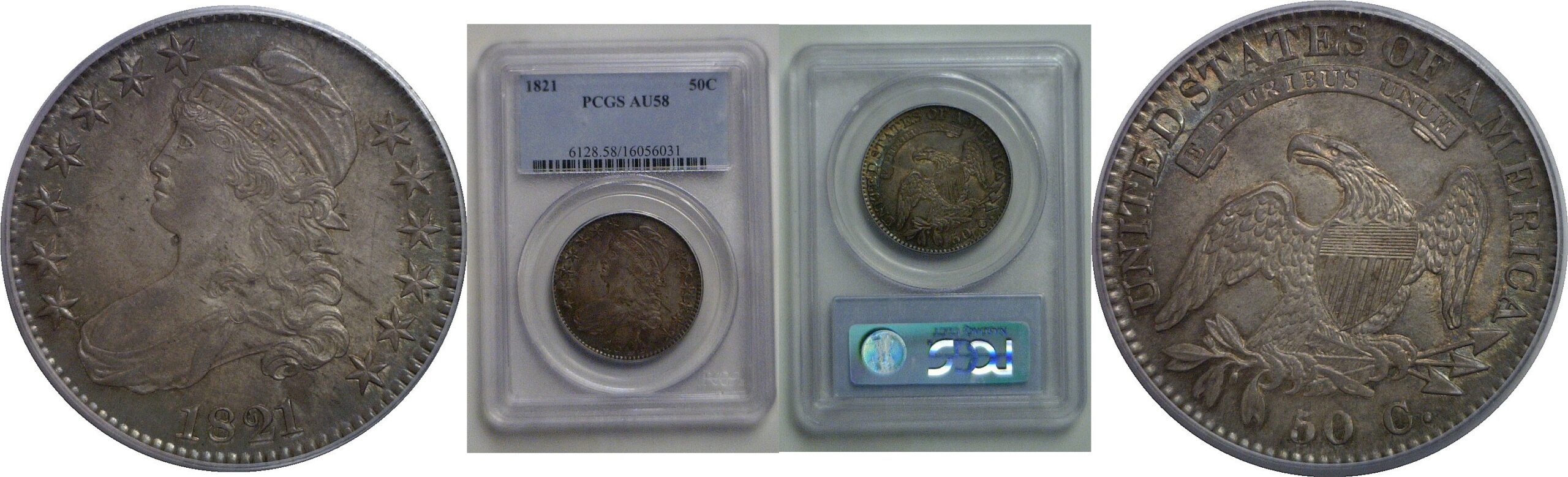 1821 Bust Half Dollar    PCGS AU-58