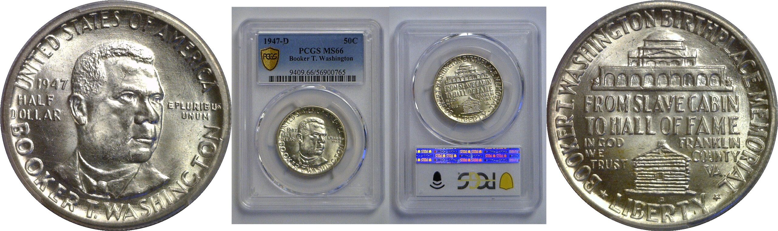 1947-D Booker T. Washington Commemorative Half Dollar   PCGS MS-66