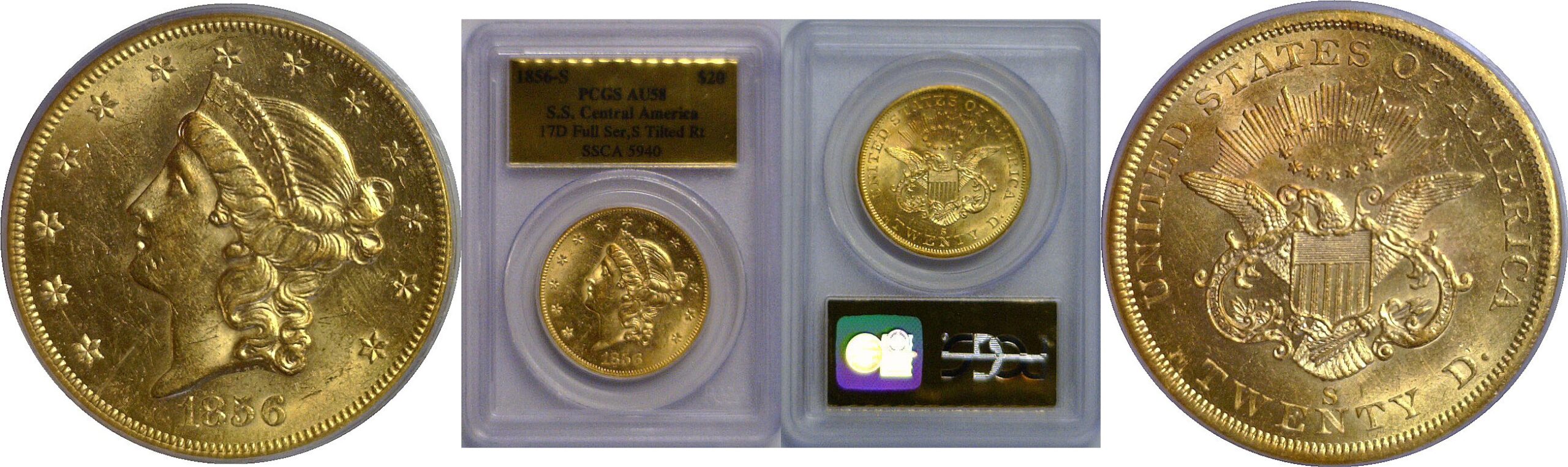 1856-S $20 Liberty    PCGS AU-58