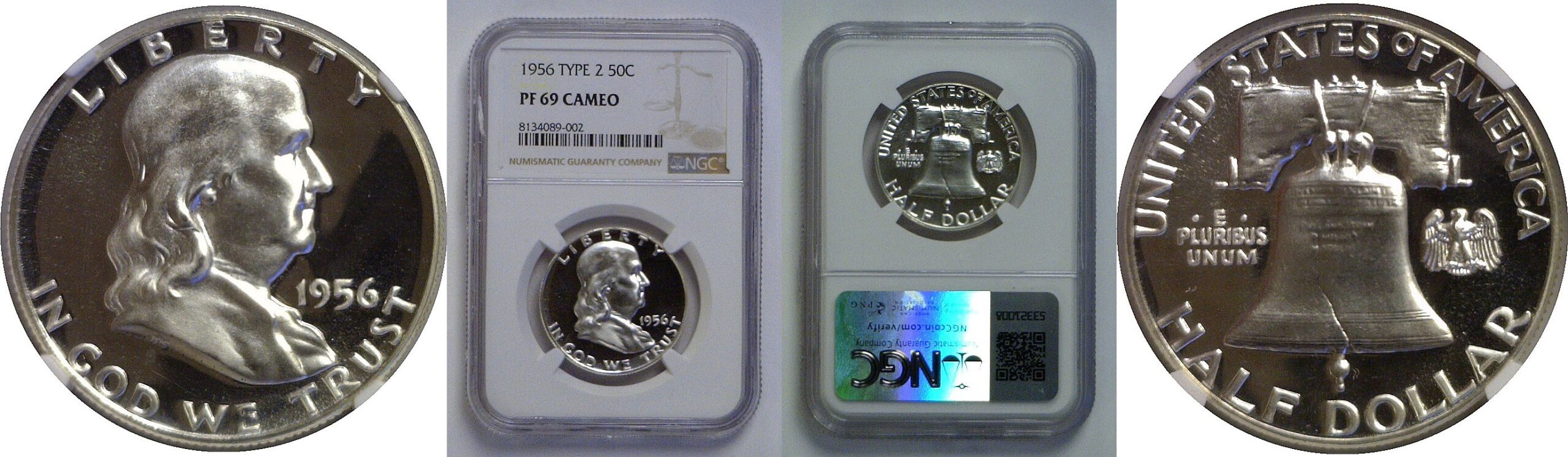 1956 T-2  Franklin Half Dollar   NGC PF-69 Cameo