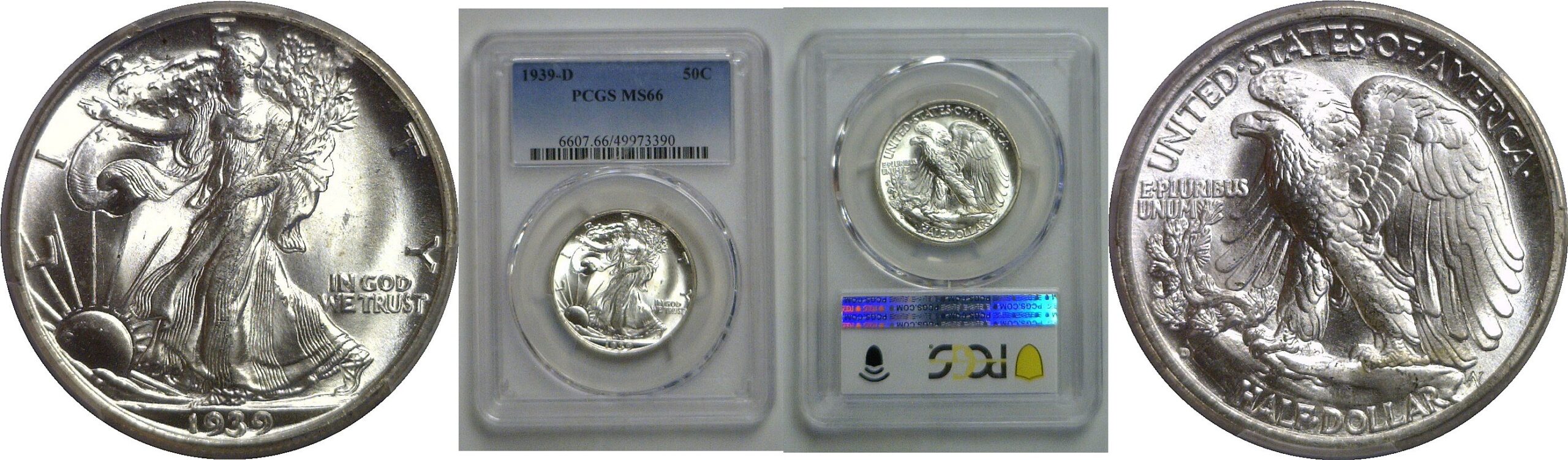 1939-D Walking Liberty Half Dollar    PCGS MS-66