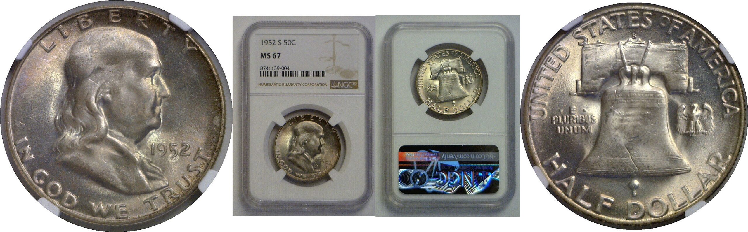 1952-S Franklin Half Dollar   NGC MS-67