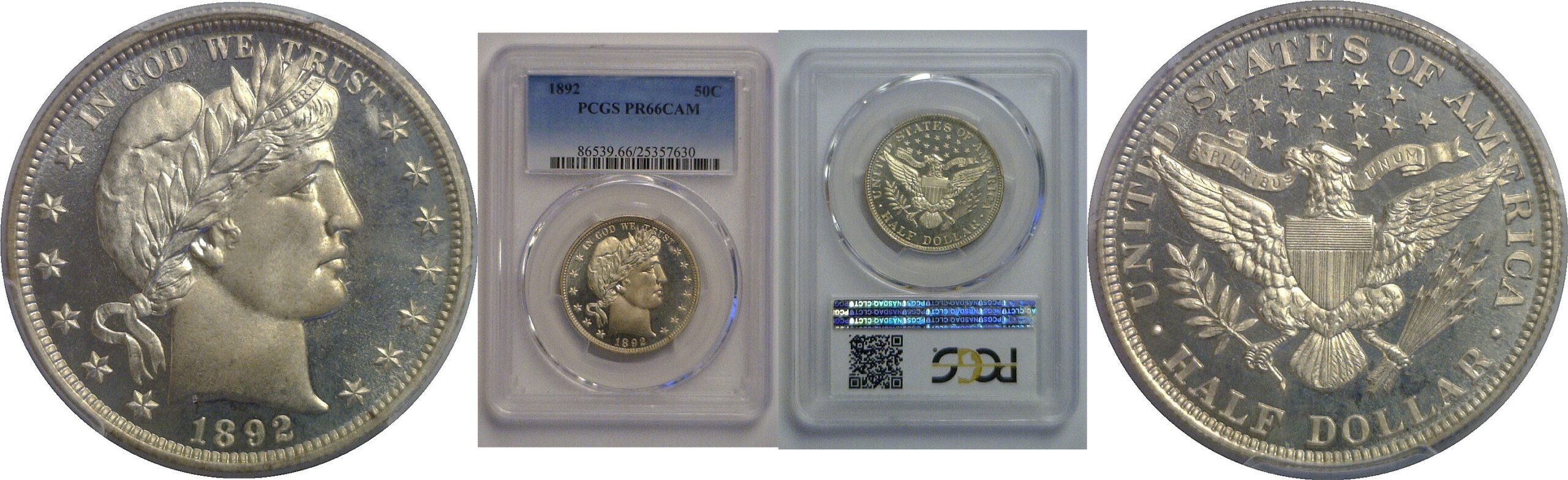 1892 Barber Half Dollar   PCGS PR-66 CAM