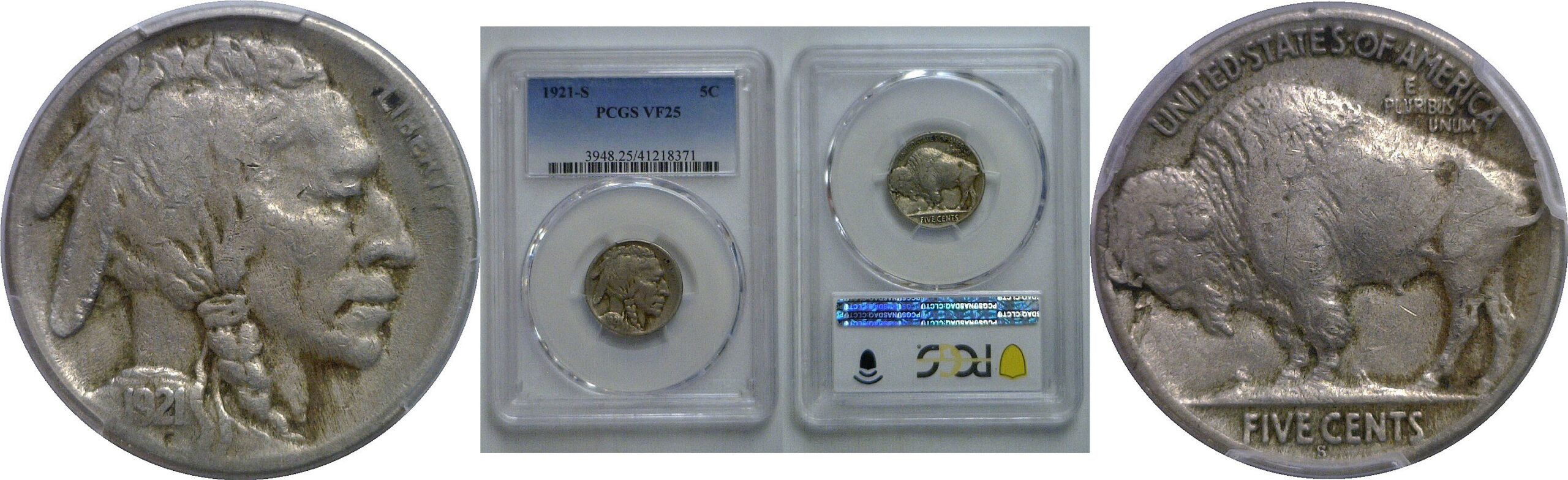 1921-S Buffalo Nickel   PCGS VF-25