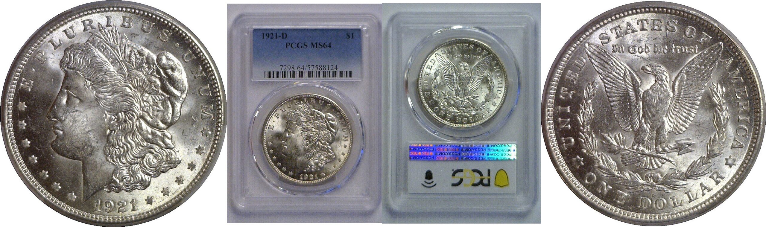 1921-D Morgan Dollar   PCGS MS-64