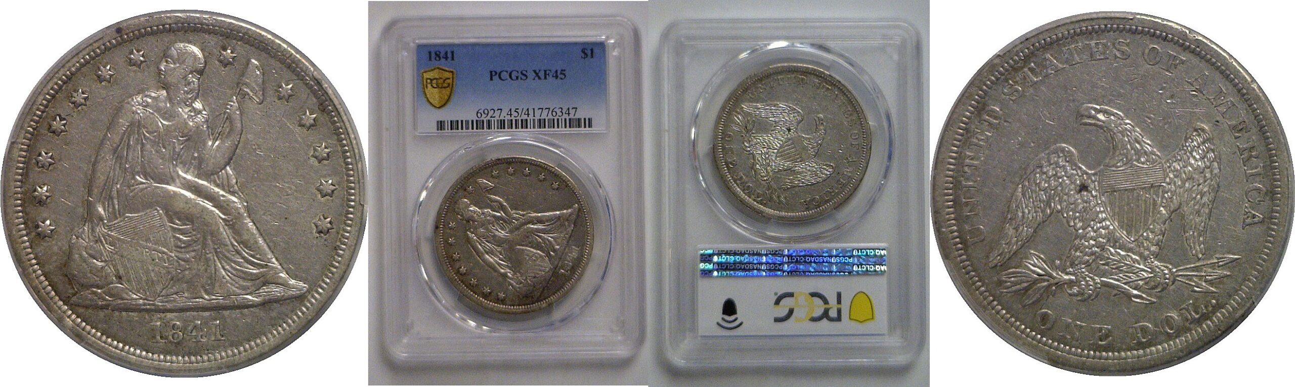 1841 Seated Liberty Dollar   PCGS XF-45