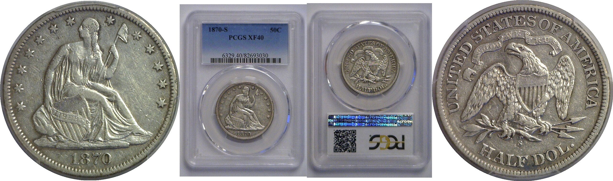 1870-S Seated Liberty Half Dollar   PCGS XF-40
