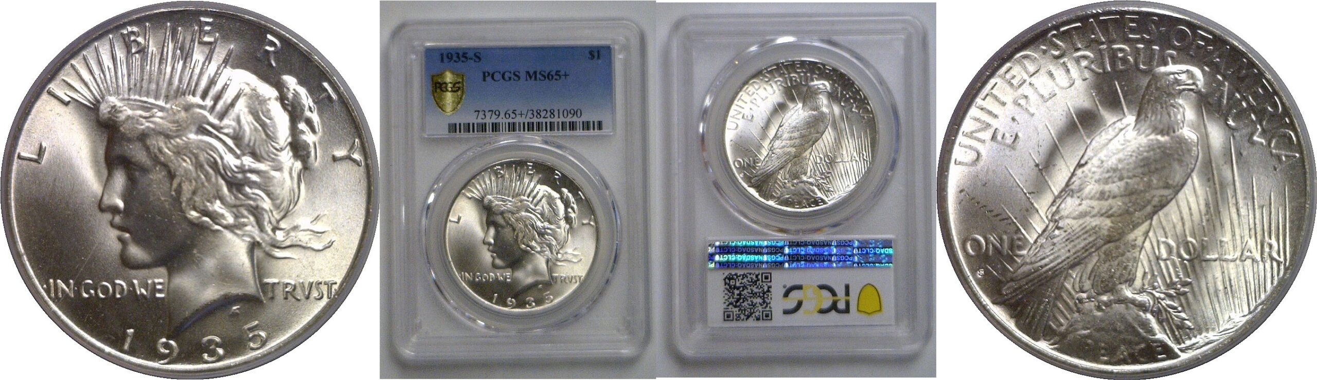 1935-S Peace Dollar    PCGS MS-65+