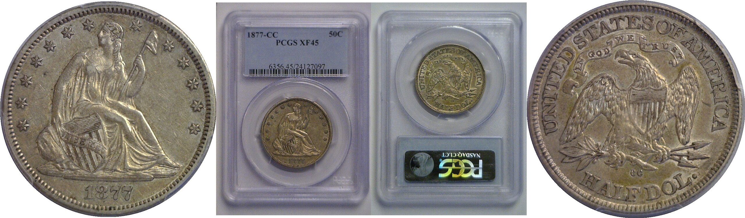 1877-CC Seated Liberty Half Dollar   PCGS XF-45