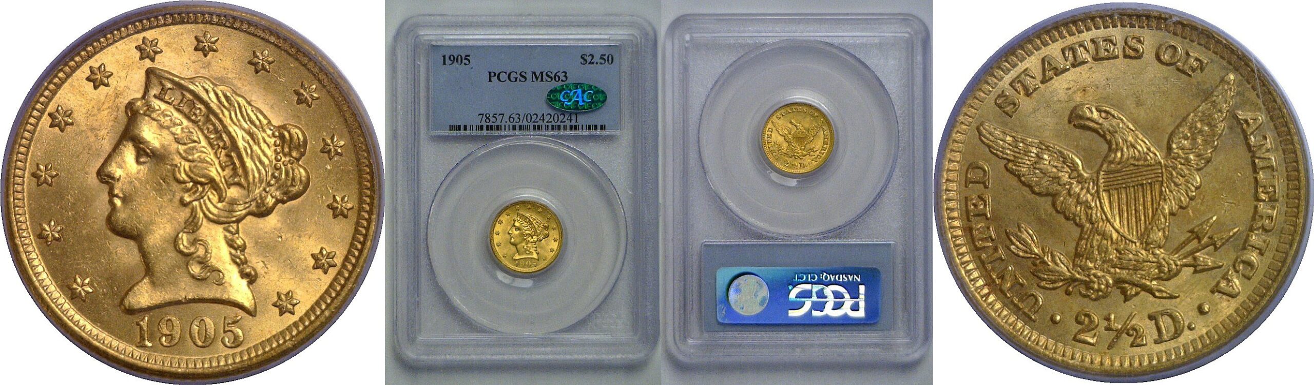 1905 $2 1/2 Liberty   PCGS MS-63  CAC