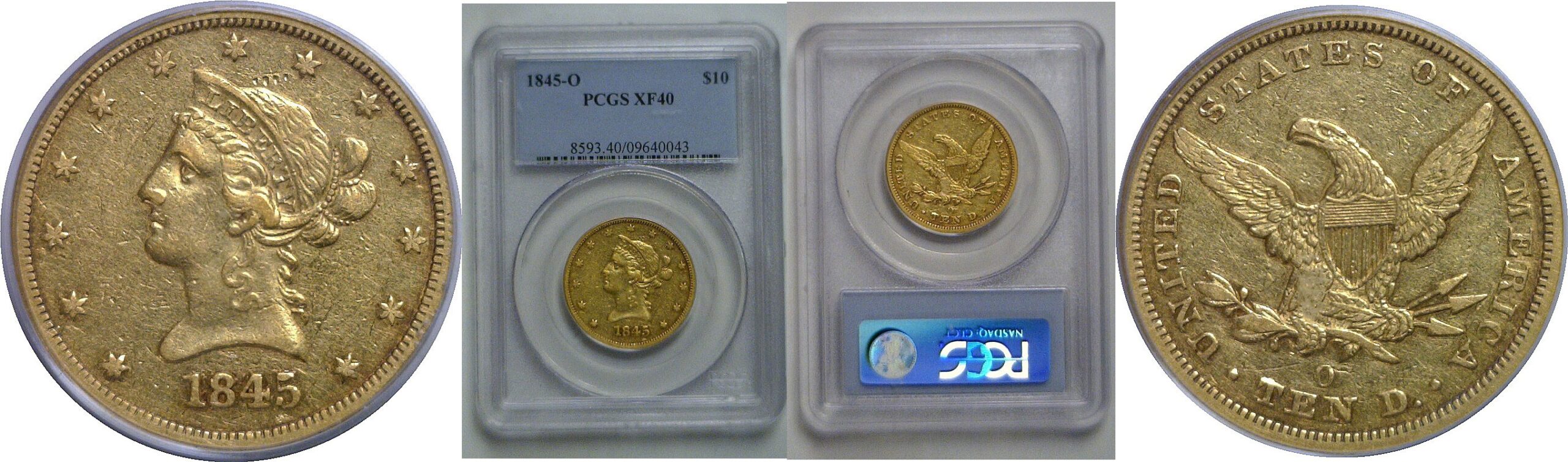 1845-O $10 Liberty   PCGS XF-40