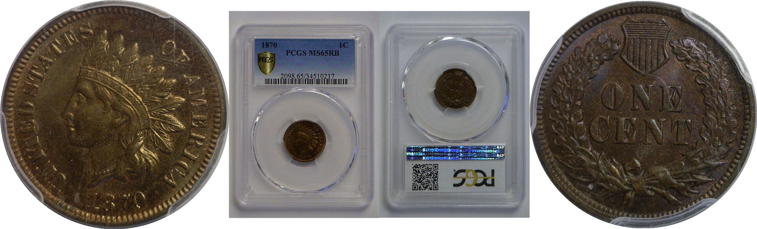 1870 Indian Head Cent    PCGS MS-65 RB