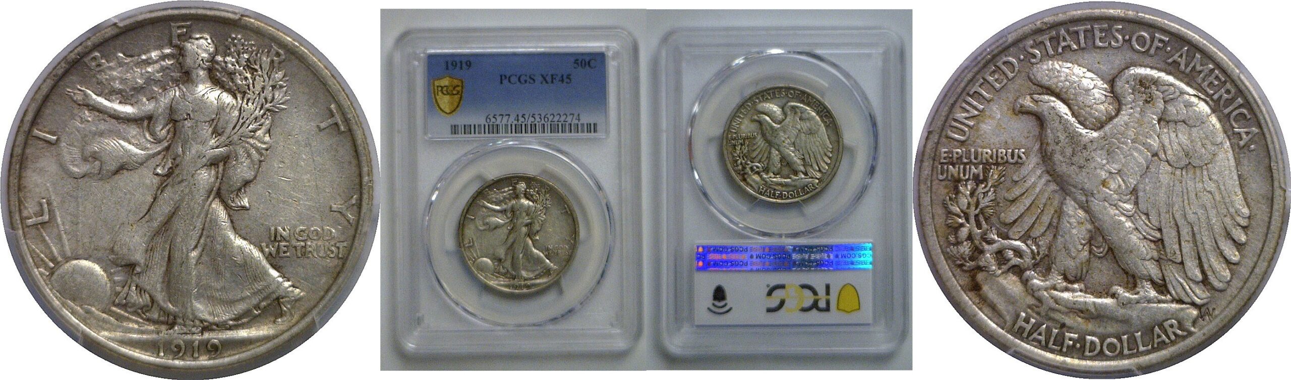 1919 Walking Liberty Half Dollar   PCGS XF-45