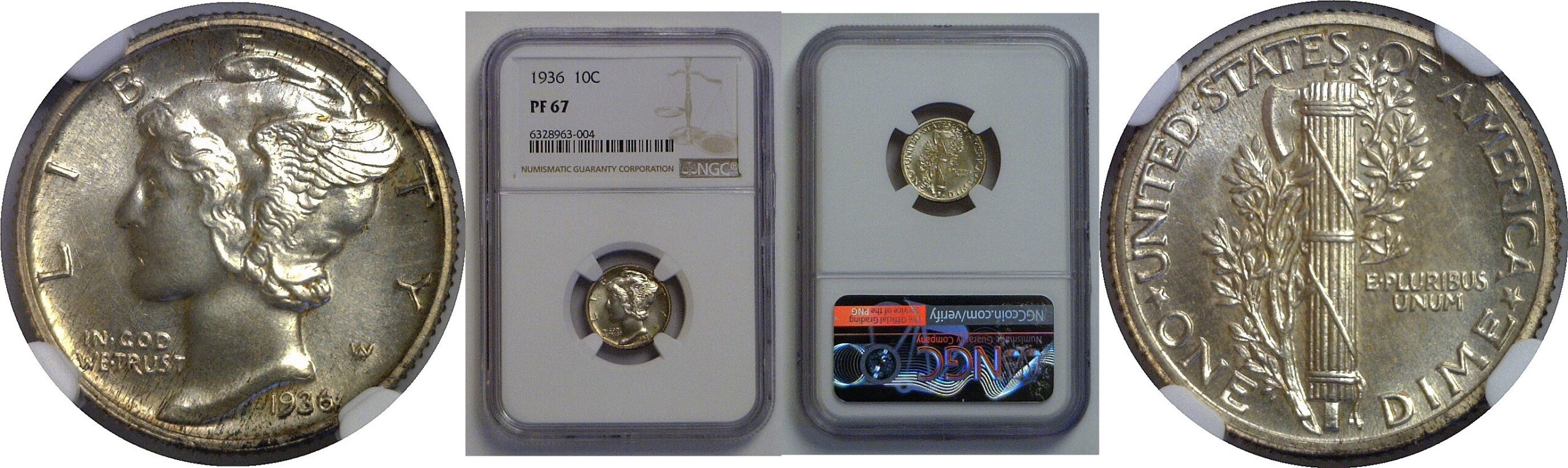 1936  Mercury Dime   NGC PR-67