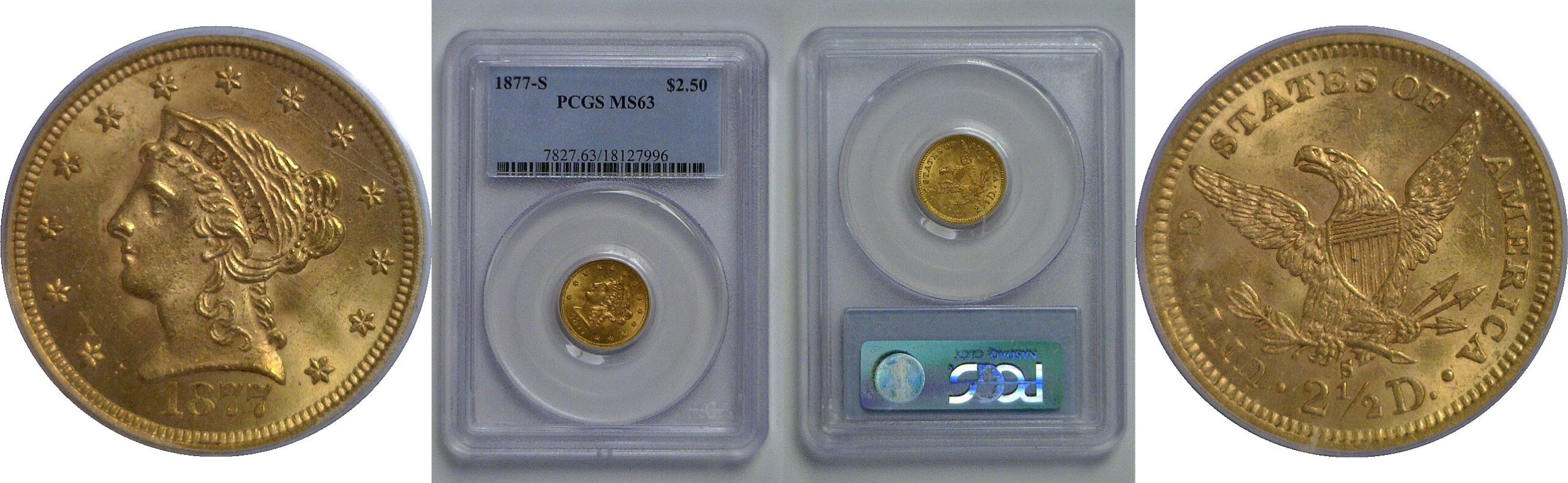 1877-S $2 1/2 Liberty    PCGS MS-63