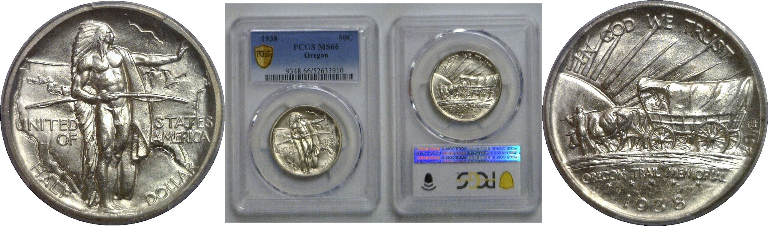 1938 Oregon Trail Commemorative Half Dollar   PCGS MS-66