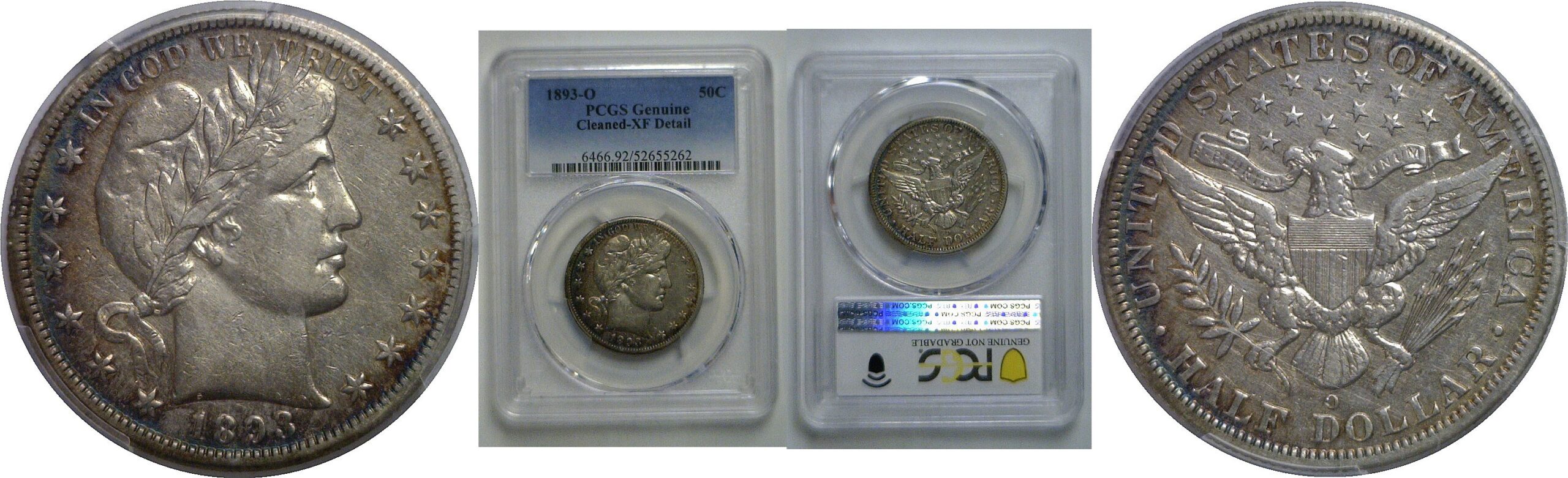 1893-O Barber Half Dollar   PCGS Cleaned-XF Detail
