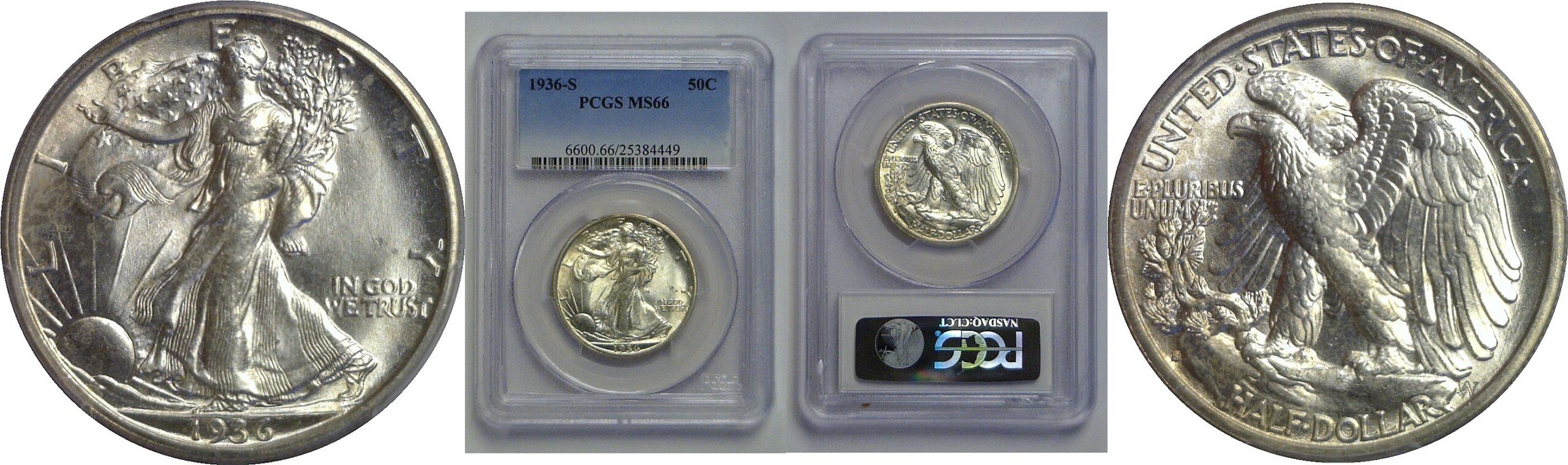1936-S Walking Liberty Half Dollar   PCGS MS-66