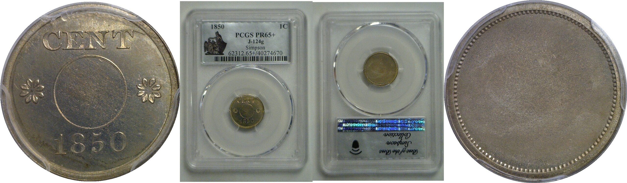 1850  Pattern Cent  Judd-124g    PCGS PR-65+