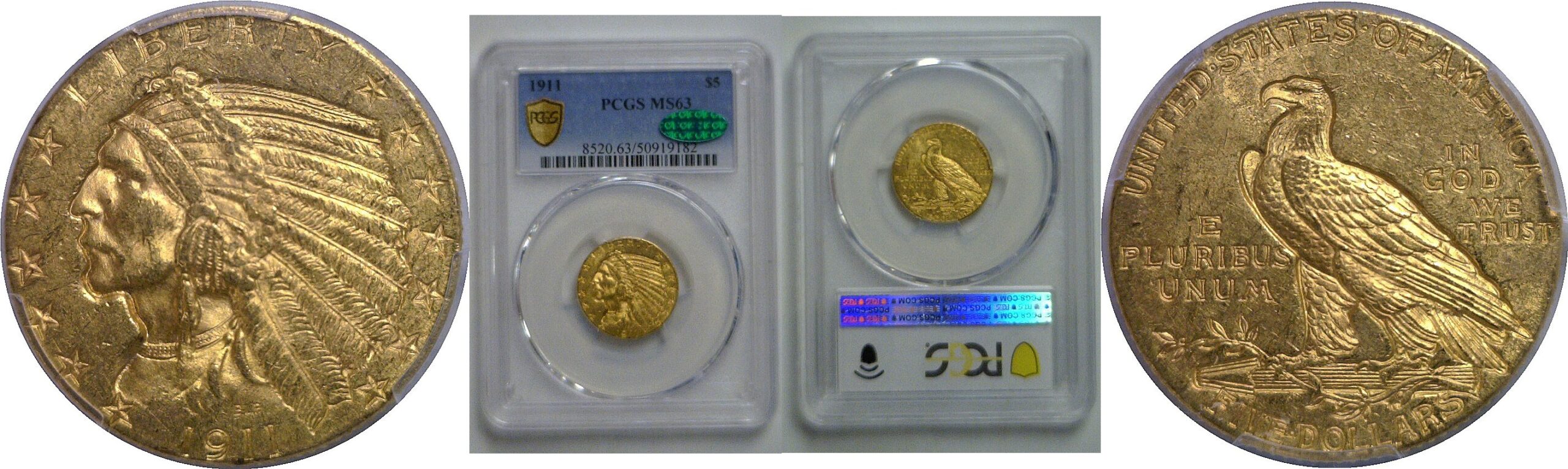 1911 $5 Indian    PCGS MS-63 CAC