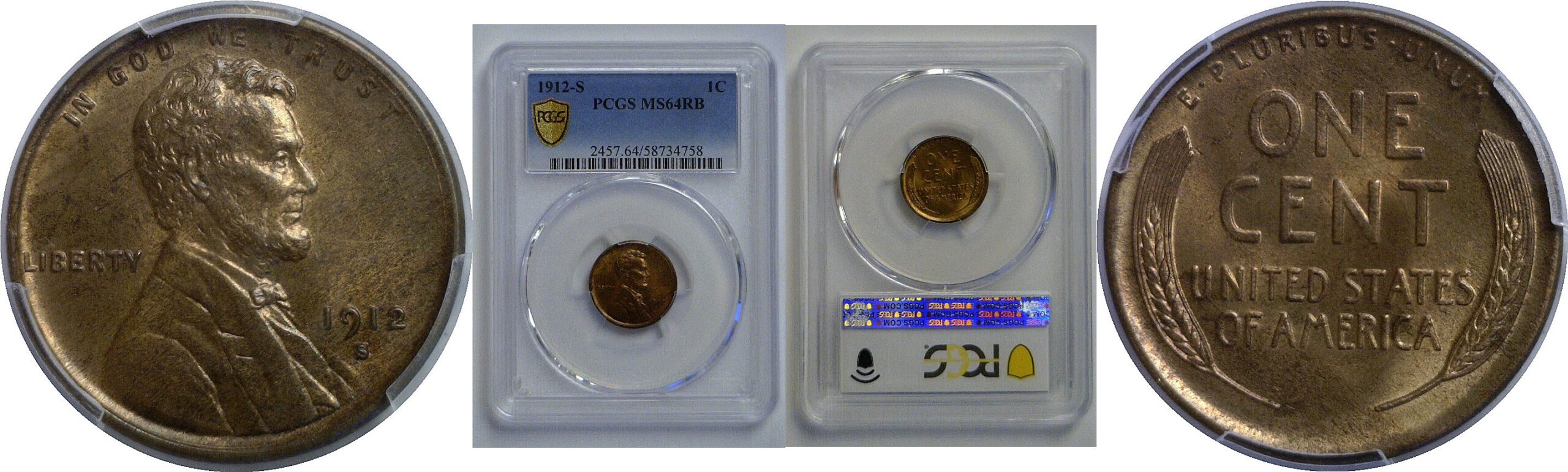 1912-S Lincoln Cent   PCGS MS-64 RB