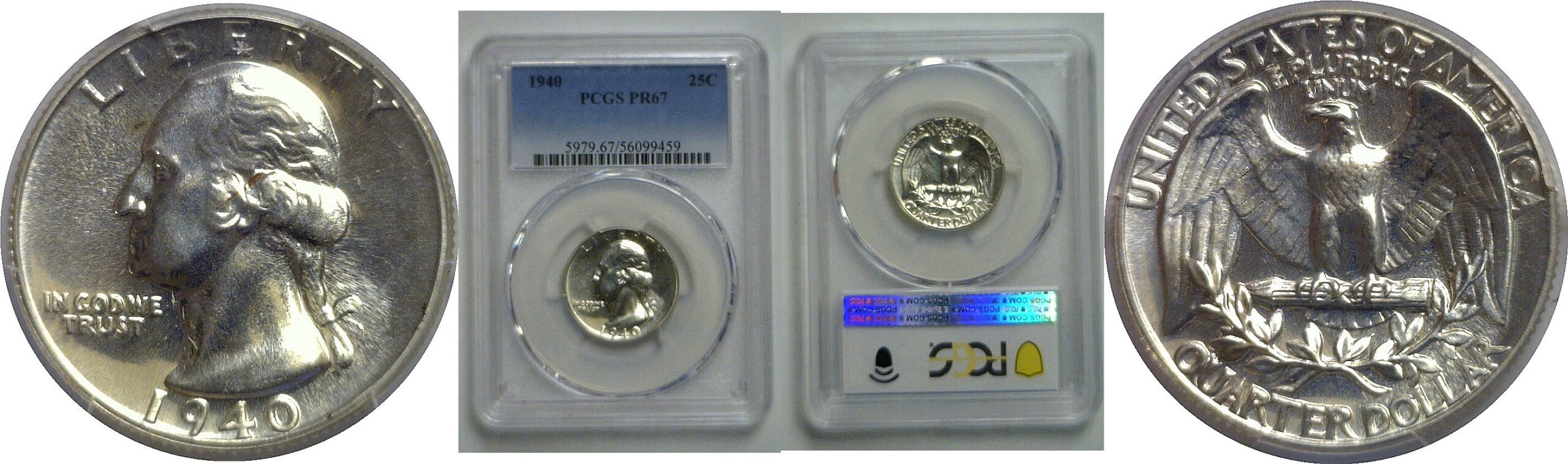 1940 Washington Quarter   PCGS PR-67