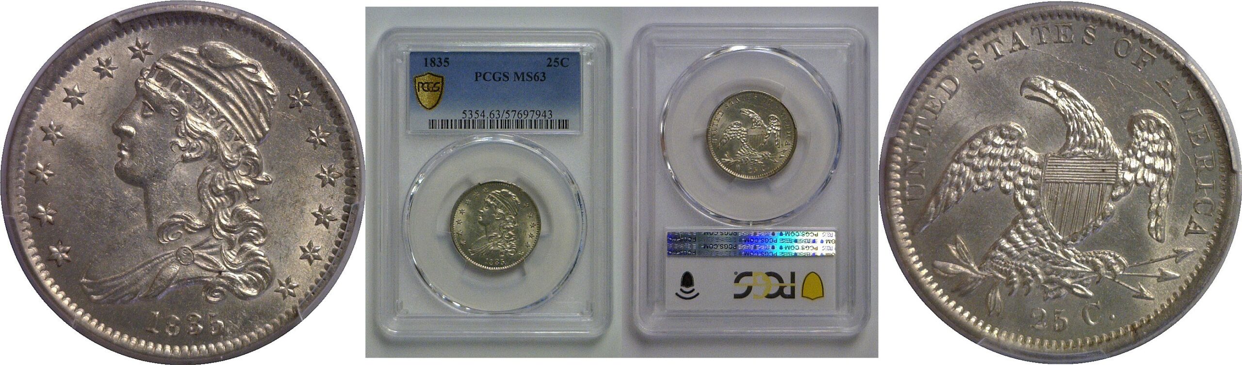 1835 Bust Quarter   PCGS MS-63