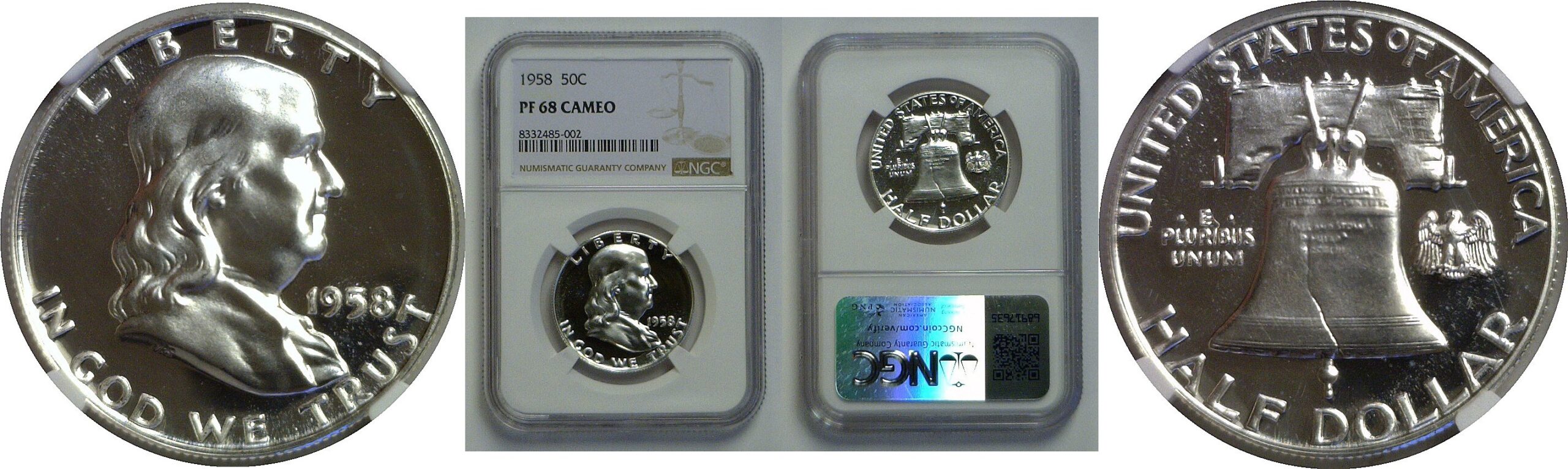 1958 Franklin Half Dollar   NGC PF-68 Cameo