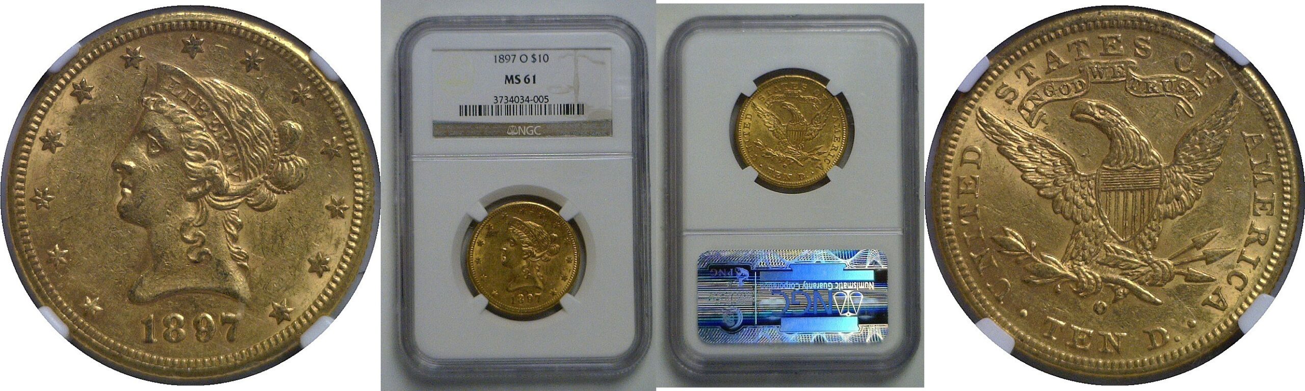 1897-O $10 Liberty   NGC MS-61
