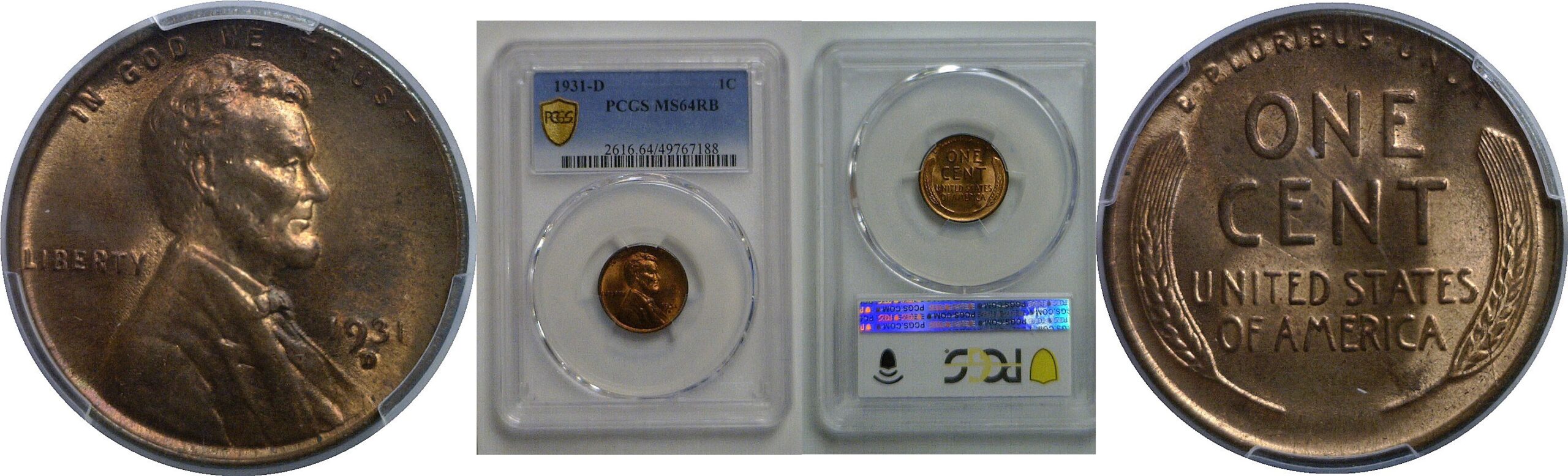 1931-D Lincoln Cent    PCGS MS-64 RB