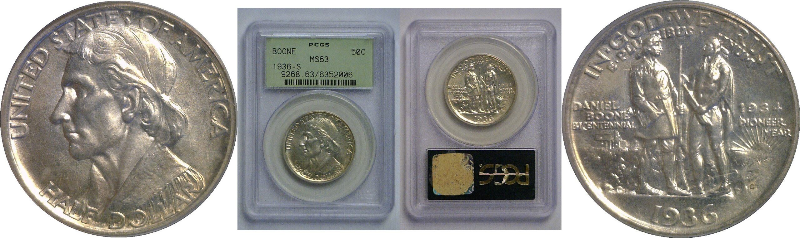 1936-S Boone Commemorative Half Dollar   PCGS MS-63