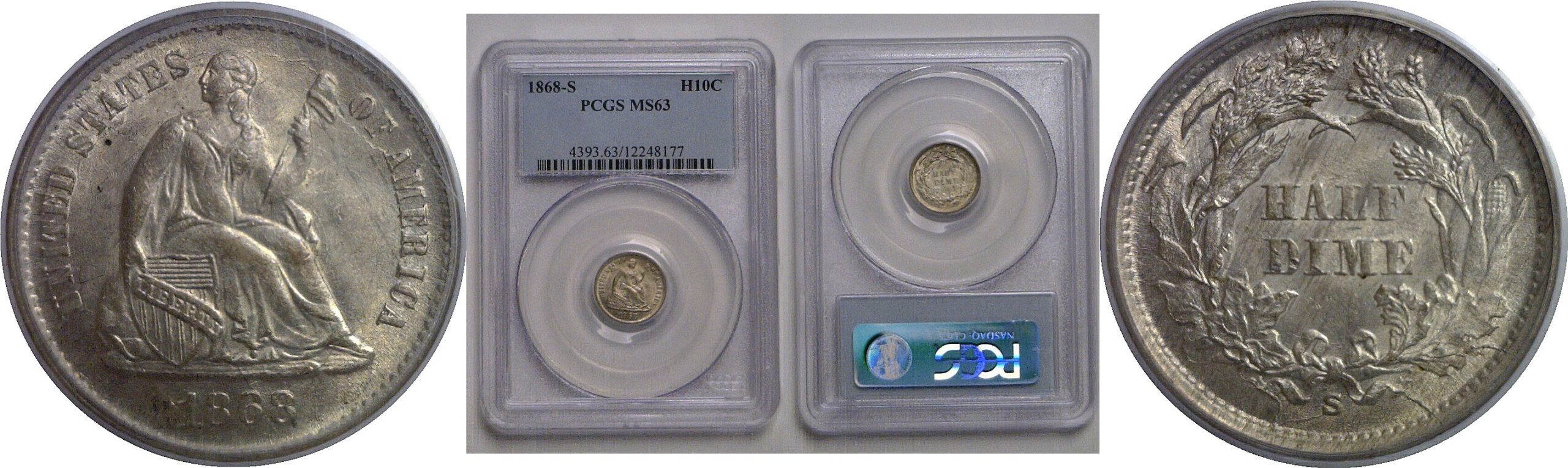 1868-S Seated Liberty Half Dime   PCGS MS-63