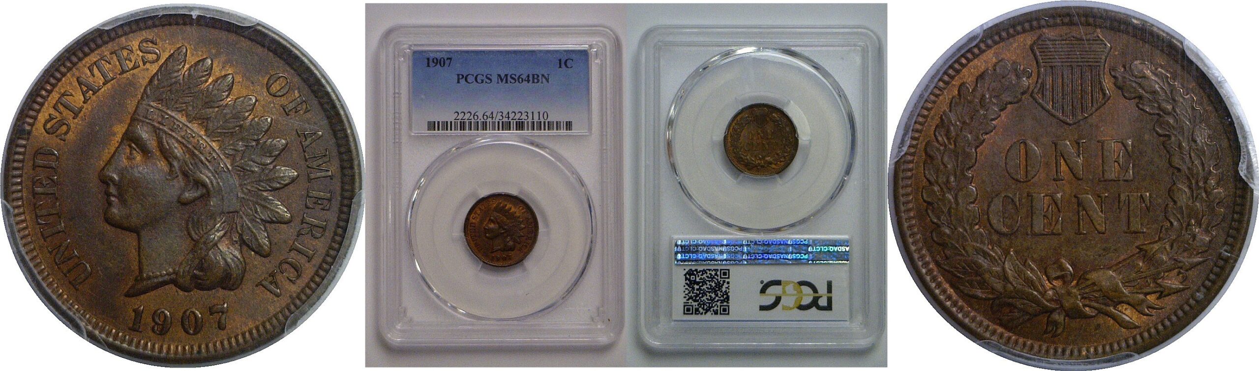 1907 Indian Head Cent   PCGS MS-64 BN