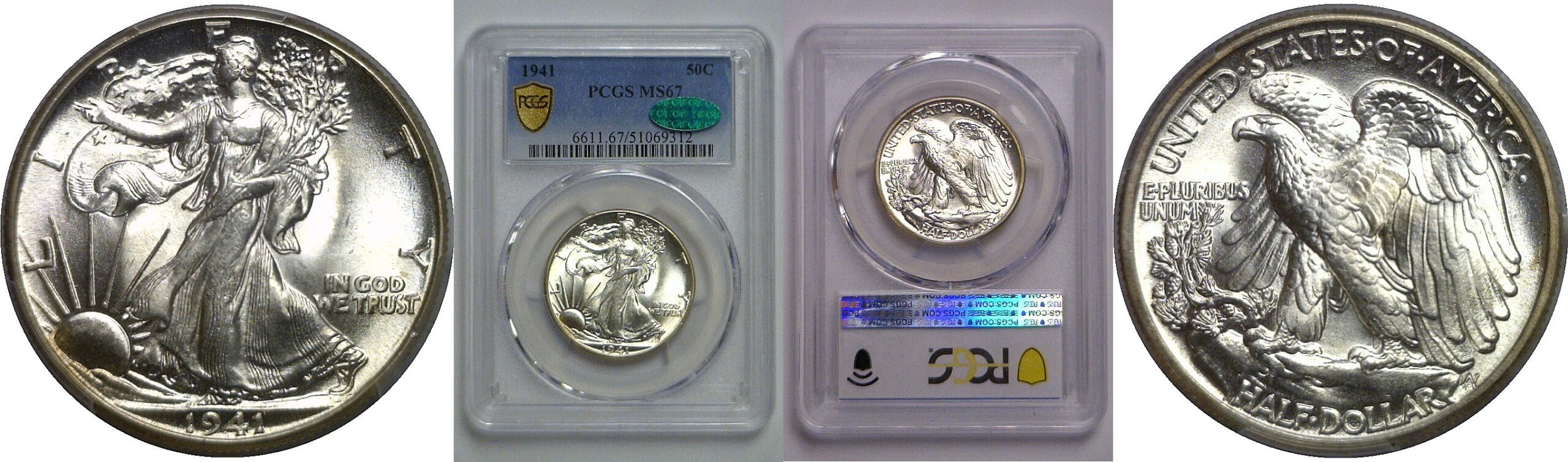 1941 Walking Liberty Half Dollar   PCGS MS-67  CAC