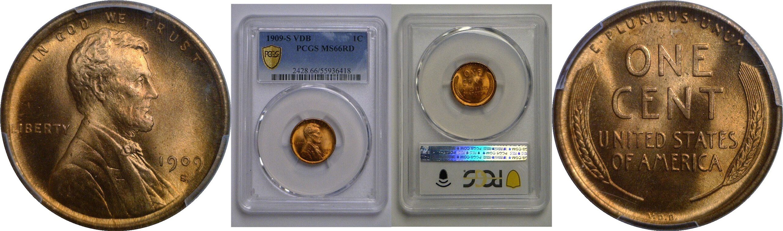 1909-S VDB  Lincoln Cent   PCGS MS-66 RD