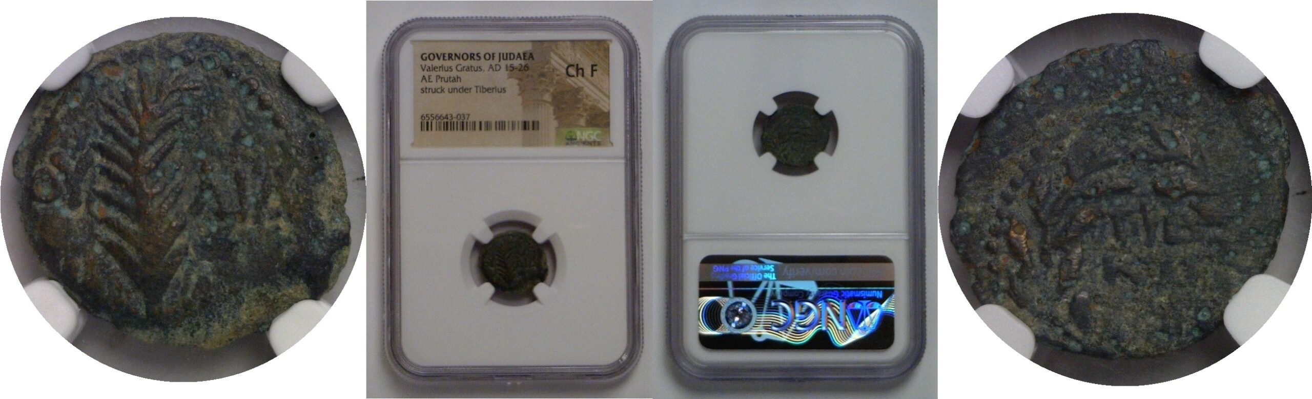 15-26 AD  ROMAN Bronze Prutah NGC Valerius Gratus