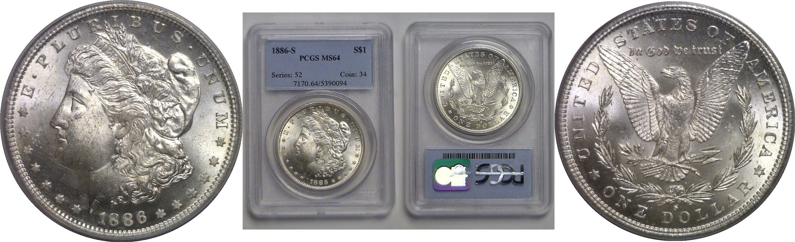 1886-S Morgan Dollar   PCGS MS-64