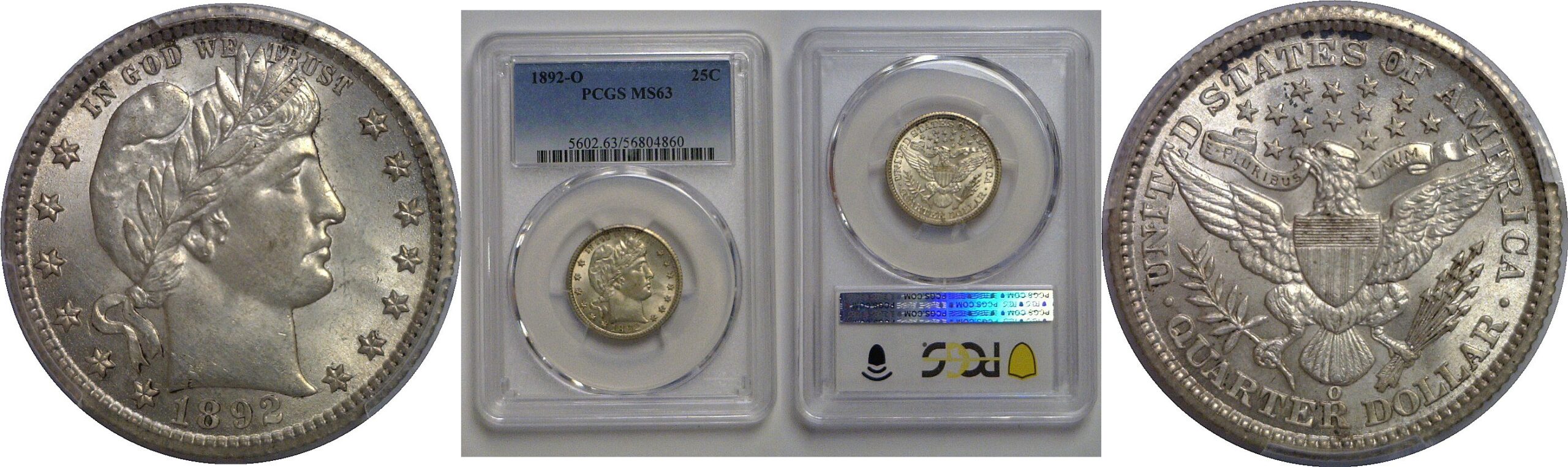 1892-O Barber Quarter   PCGS MS-63