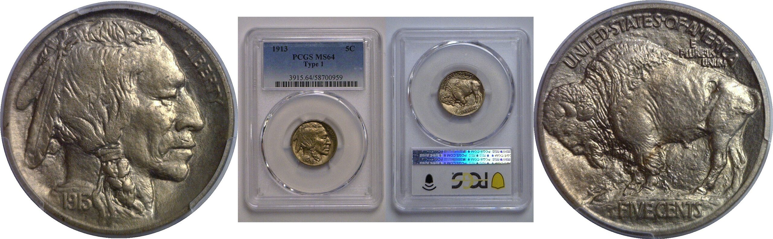 1913 T-1  Buffalo Nickel   PCGS MS-64