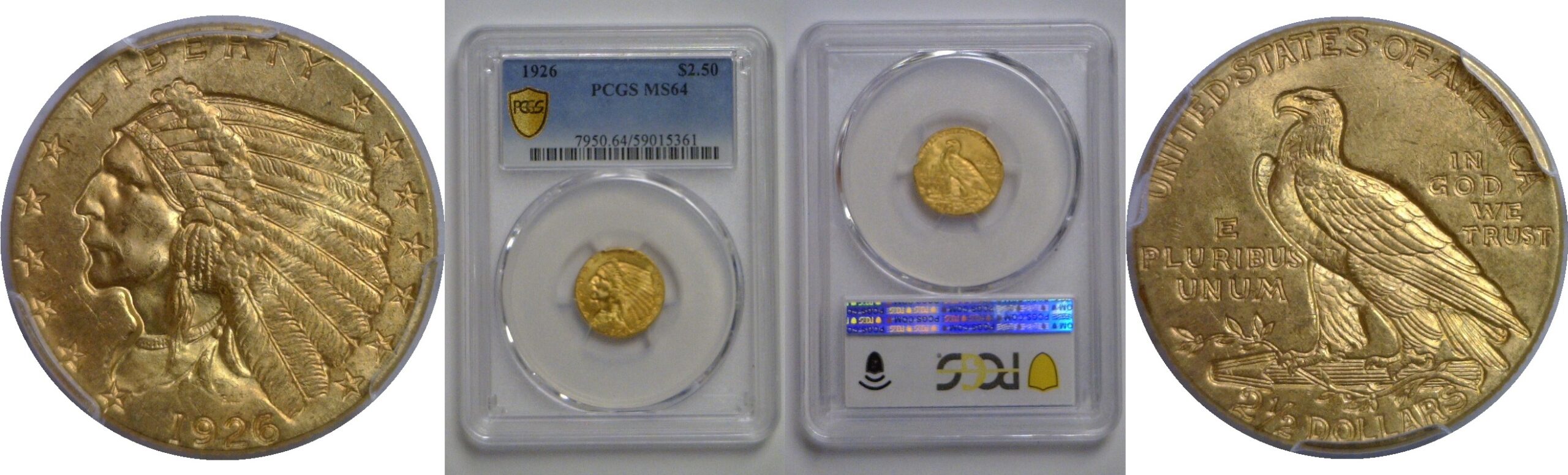 1926 $2 1/2 Indian   PCGS MS-64