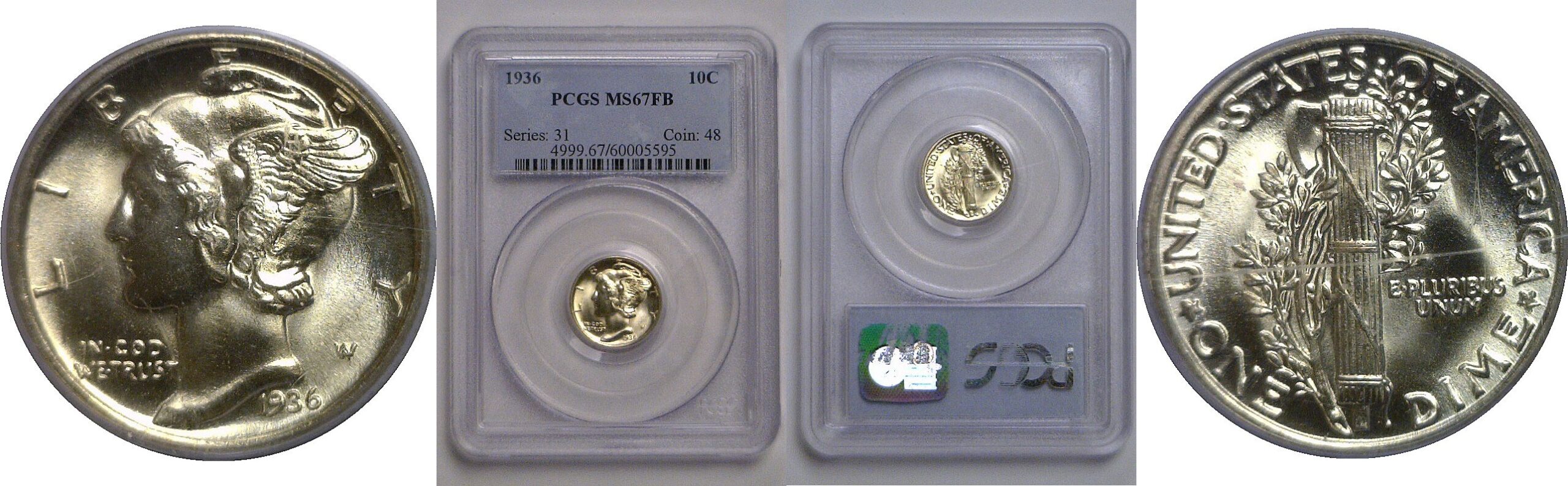 1936 Mercury Dime   PCGS MS-67 FB