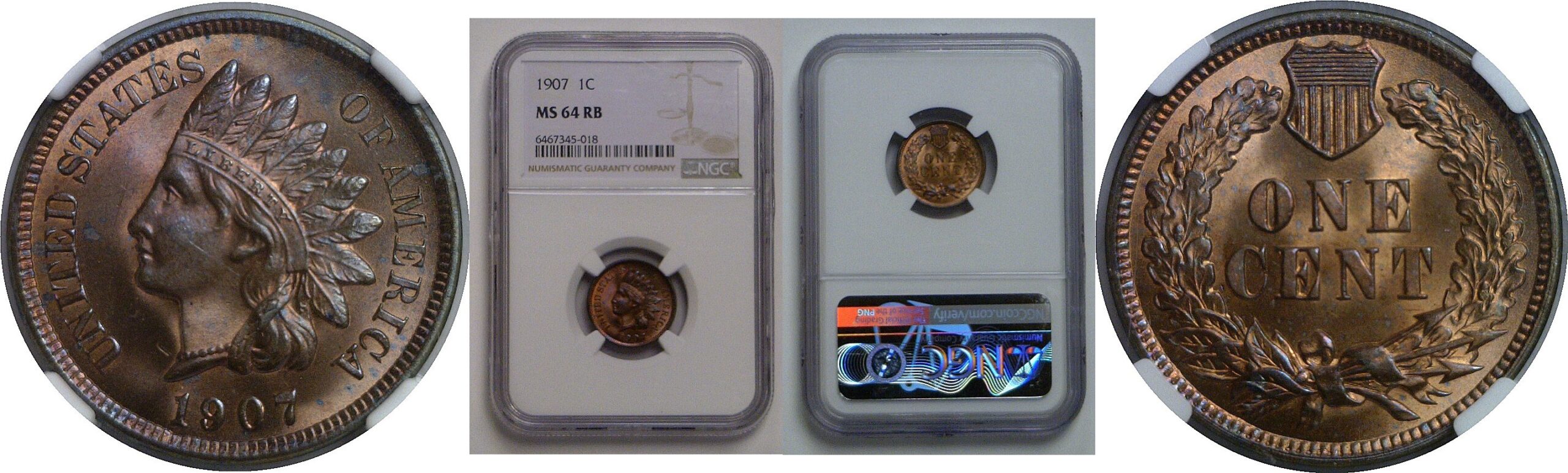 1907 Indian Head Cent   NGC MS-64 RB