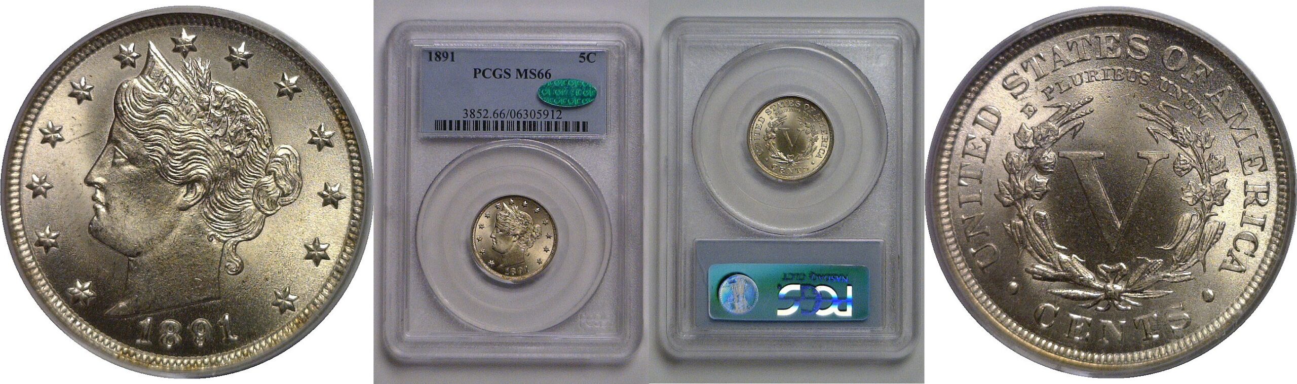 1891 Liberty Nickel   PCGS MS-66  CAC
