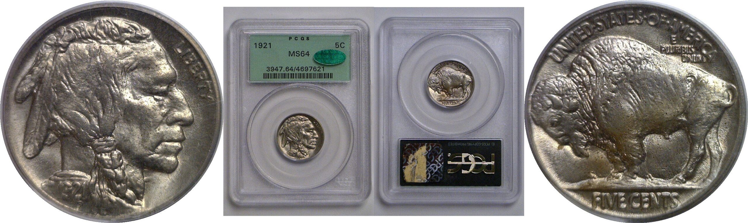 1921 Buffalo Nickel   PCGS MS-64  CAC