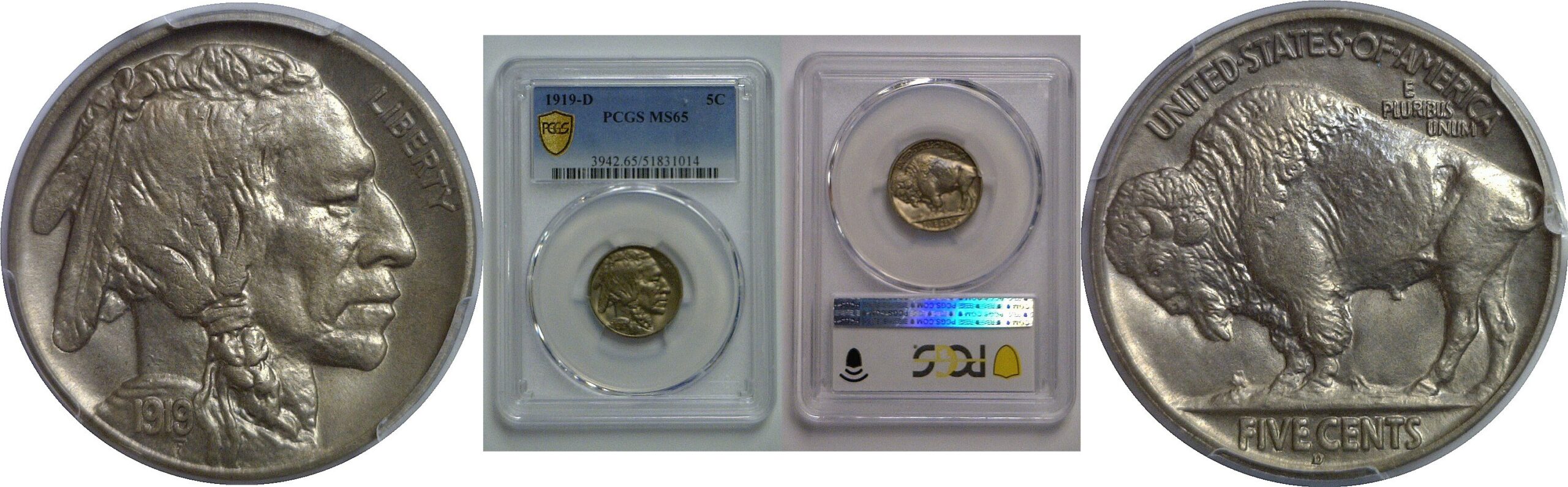 1919-D Buffalo Nickel   PCGS MS-65