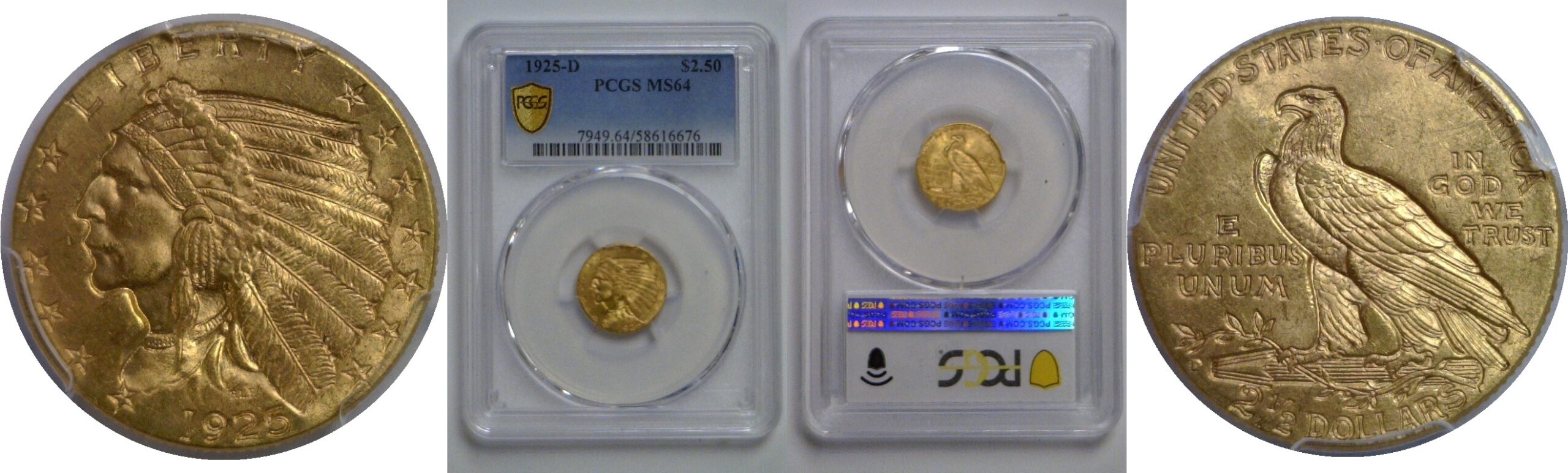 1925-D $2 1/2 Indian   PCGS MS-64